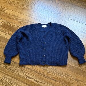 Sezane Basile Navy V-Neck Button Cardigan Sweater small